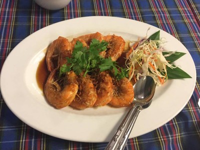 กุ้งทอดราดซอสมะนาว