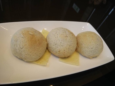 Baked barbecued pork bun with almond flake