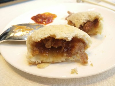 Baked barbecued pork bun with almond flake