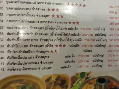 ป้ายราคาหรือสมุดเมนู
