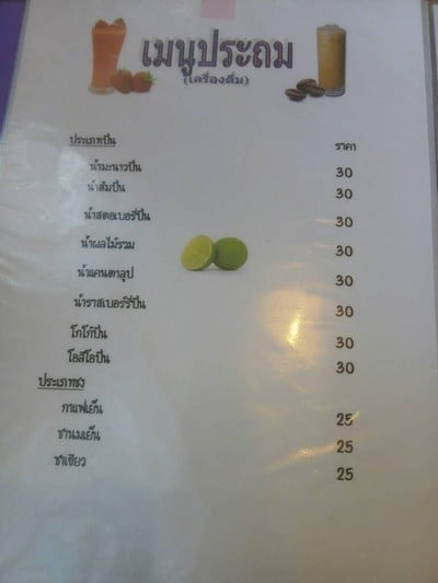 ป้ายราคาหรือสมุดเมนู