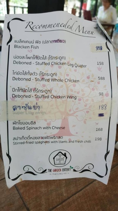 ป้ายราคาหรือสมุดเมนู