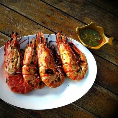 กุ้งลายเสือเผา