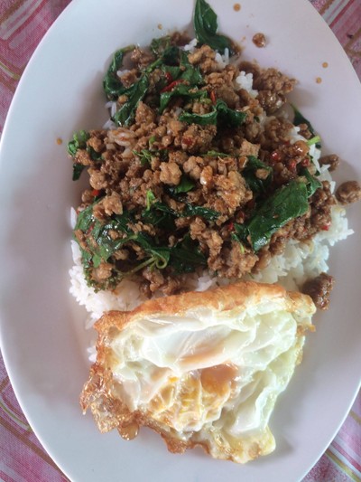 กระเพราหมูไข่ดาว