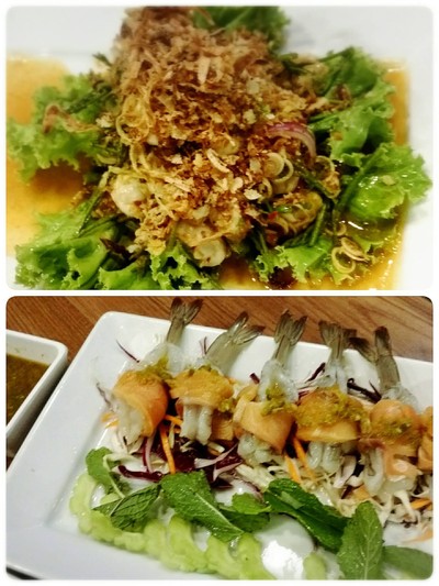 ยำหอยนางรมกะกุ้งแช่น้ำปลาพันแซลมอน