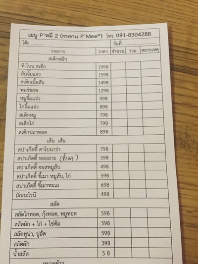 ป้ายราคาหรือสมุดเมนู