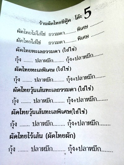 ป้ายราคาหรือสมุดเมนู