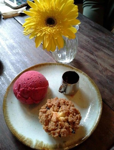 Roselle Crumble With Mix Berry Ice-cream