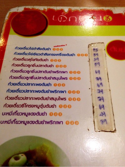 ป้ายราคาหรือสมุดเมนู