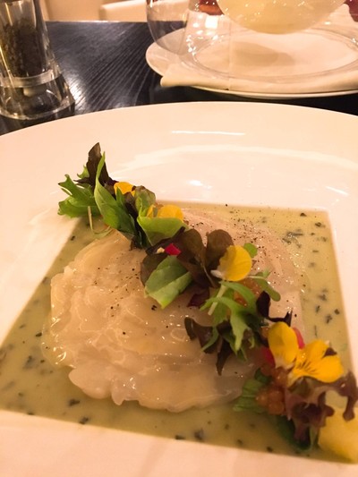 Scallop Carpaccio with Green peas