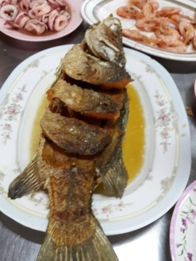 ปลากระพงทอดน้ำปลา