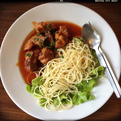 สปาเกตตี้ซี่โครงหมูอบ (95฿)