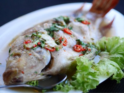 ปลาทับทิมนึ่งมะนาว