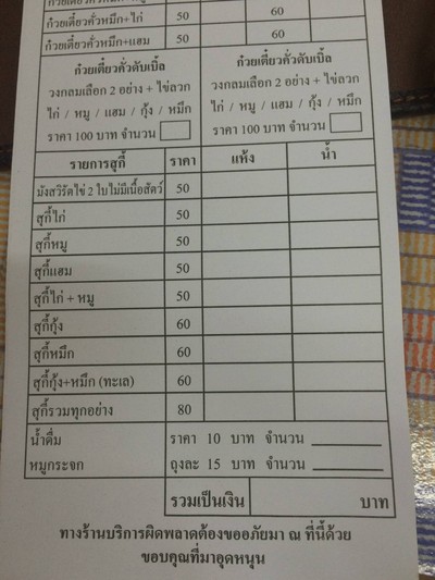 ป้ายราคาหรือสมุดเมนู