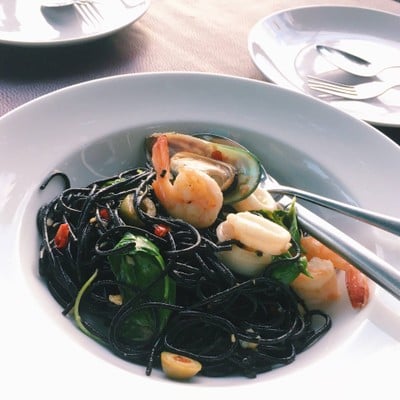 Squid Ink Pasta with Seafood
