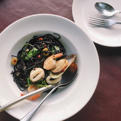 Squid Ink Pasta with Seafood