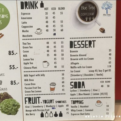 ป้ายราคาหรือสมุดเมนู