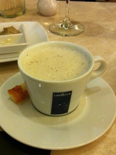 Truffle Cappuccino soup .