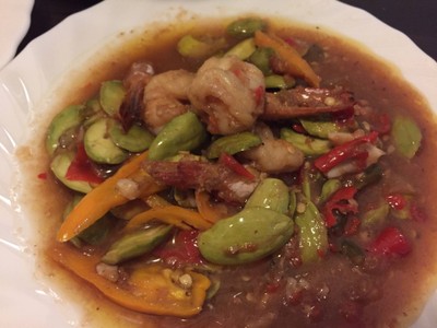 กุ้งผัดสะตอกะปิ