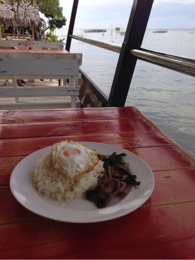 หมูทอดใบมะกรูด+ไข่ดาวราดข้าว