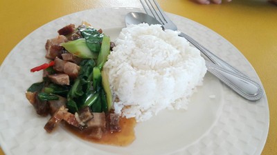 ข้าวราดคะเน้าหมูกรอบ