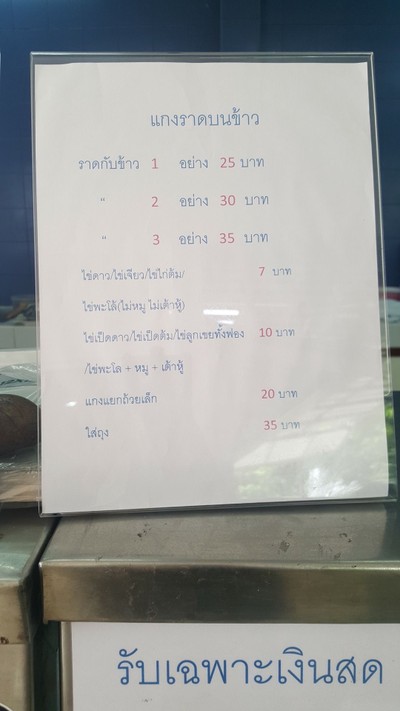 ป้ายราคาหรือสมุดเมนู