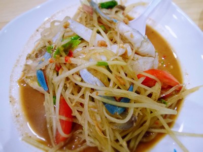ส้มตำปลาร้า+ปูม้า 