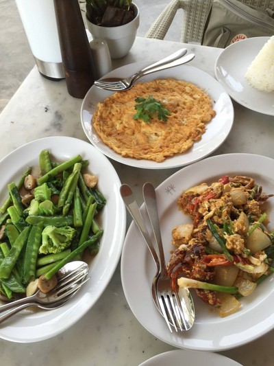 สามจานนี้ กับ กาแฟคาปูชิโน่เย็น ราคารวม 1,741.96 บาท