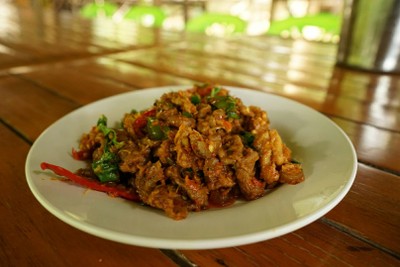 stir fried boar with hot/spicy sauce