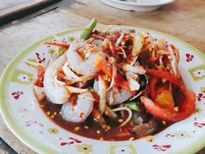 ตำกุ้งสด