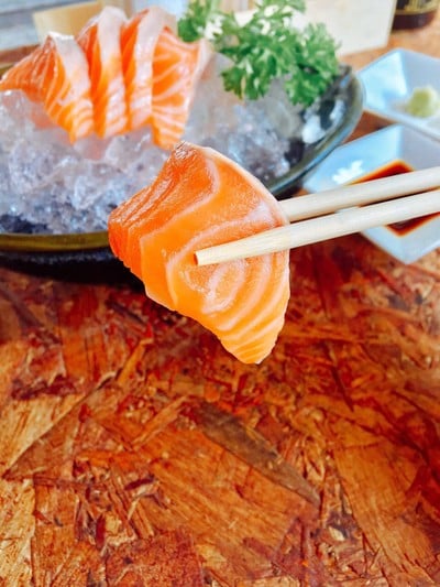 Salmon Sashimi .