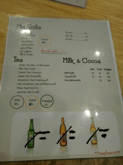 ป้ายราคาหรือสมุดเมนู