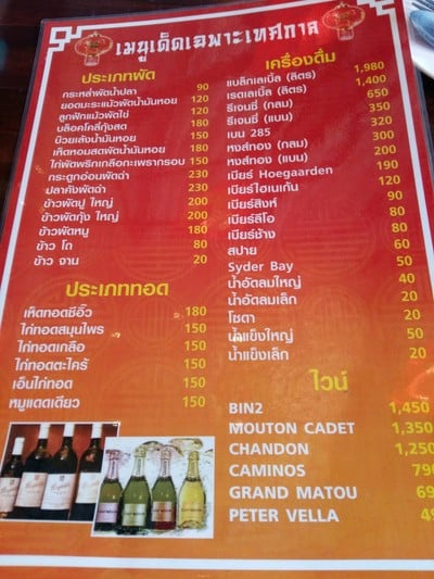 ป้ายราคาหรือสมุดเมนู