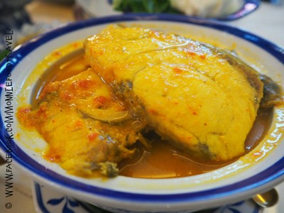 แกงเหลืองปลากะพงทุเรียนอ่อน