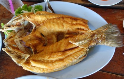 ปลากระพงทอดน้ำปลา
