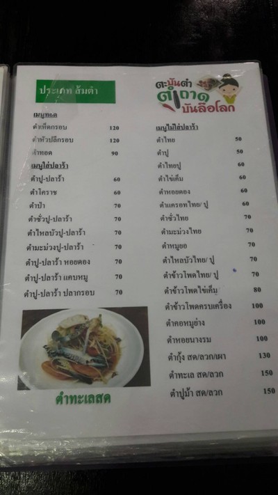 ป้ายราคาหรือสมุดเมนู