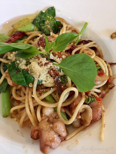 สปาเก็ตตี้ปลาเค็ม+เบคอน