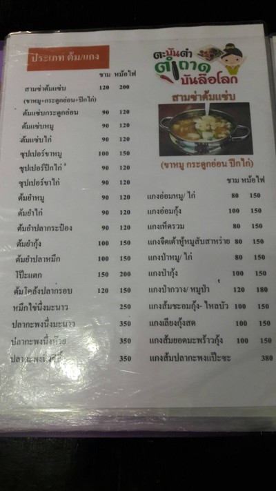 ป้ายราคาหรือสมุดเมนู