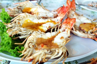 กุ้งแม่น้ำใหญ่เผา