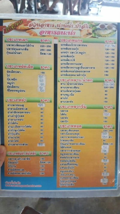 ป้ายราคาหรือสมุดเมนู