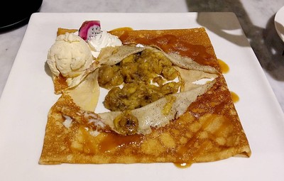 Sweet Crêpe Salted Butter Caramel, Banana, Vanilla Ice Cream