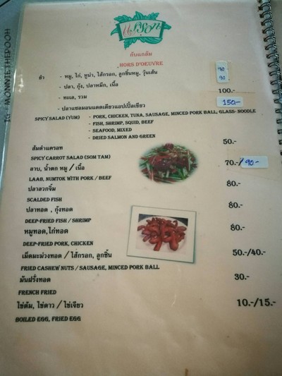 ป้ายราคาหรือสมุดเมนู