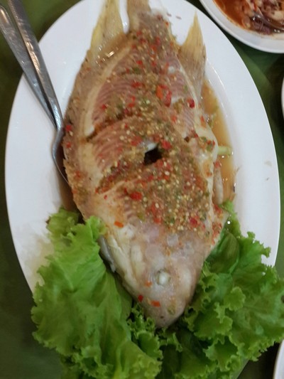 ปลาทับทิมนึ่งมะนาว