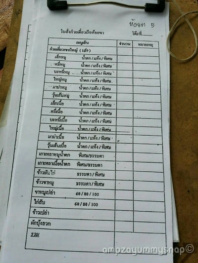 ป้ายราคาหรือสมุดเมนู