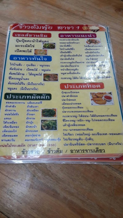 ป้ายราคาหรือสมุดเมนู