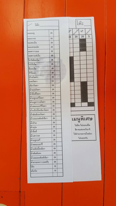 ป้ายราคาหรือสมุดเมนู