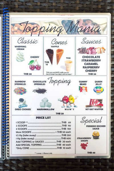 ป้ายราคาหรือสมุดเมนู