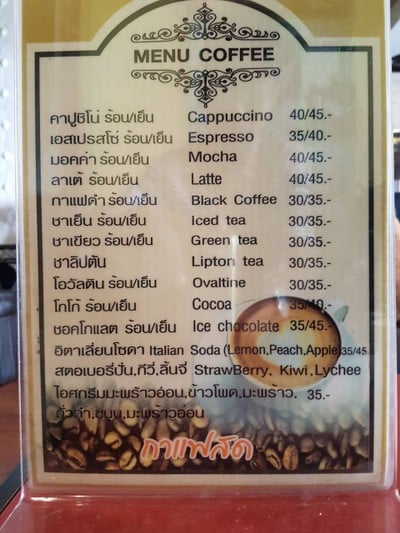 ป้ายราคาหรือสมุดเมนู