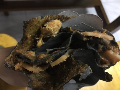 เครปชาโคลไก่ยอ ไก่หยองน้ำพริกเผา