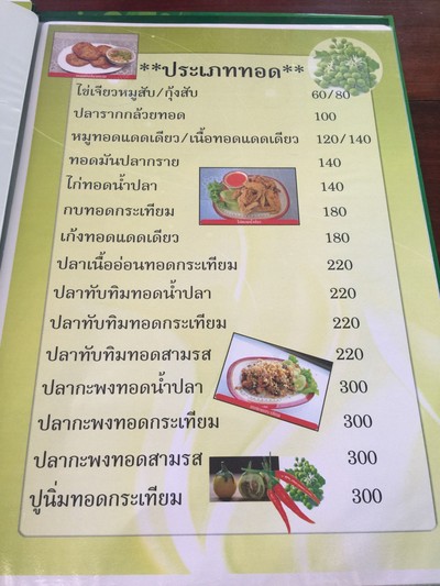 ป้ายราคาหรือสมุดเมนู